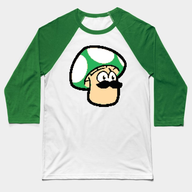 ShroomDood (Pixel/Green) Baseball T-Shirt by ArtofJMS